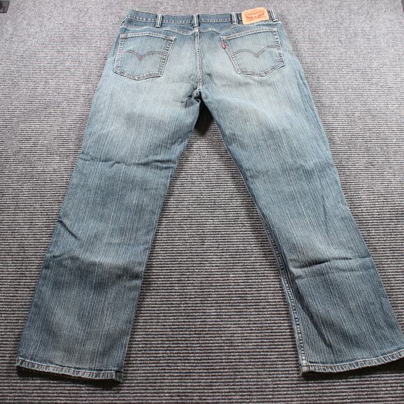 Levis 514 Jeans Mens 38x32 Blue Straight Faded Distressed - Picture 2 of 9
